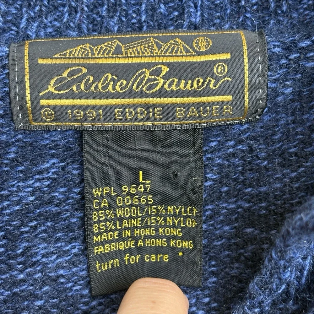 Vtg Women's Eddie Bauer Wool Blend Cardigan Sweater Grannycore Grandma Sz L - Picture 2 of 14
